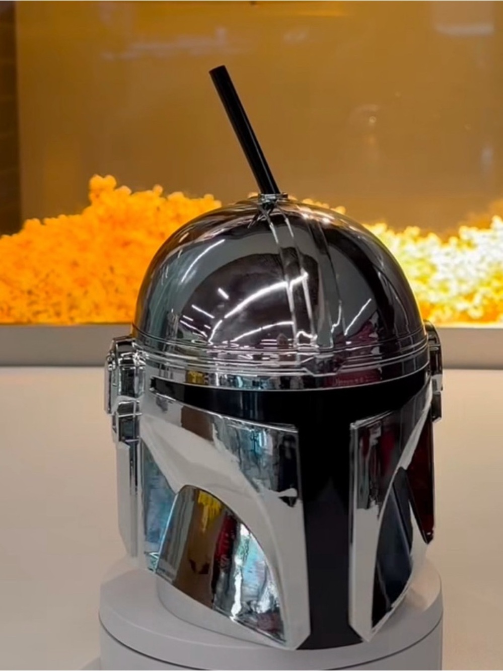Star Wars Grogu Helmet Promo Cup with straw!—Silver “Cinemark Exclusive “NWT